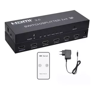 Matrix Hdmi 2x4 2 Entradas Para 4 Saídas 2k-4k + Fonte