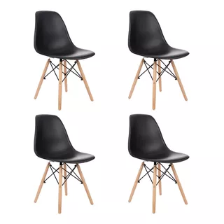 Cadeira De Jantar Garden Life Eames, Estrutura De Cor  Preto, 4 Unidades