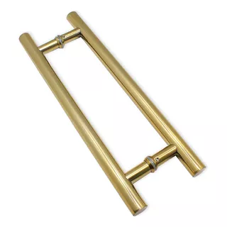 Puxador Inox Tubular Redondo Para Porta 30cm 25x25mm Dourado