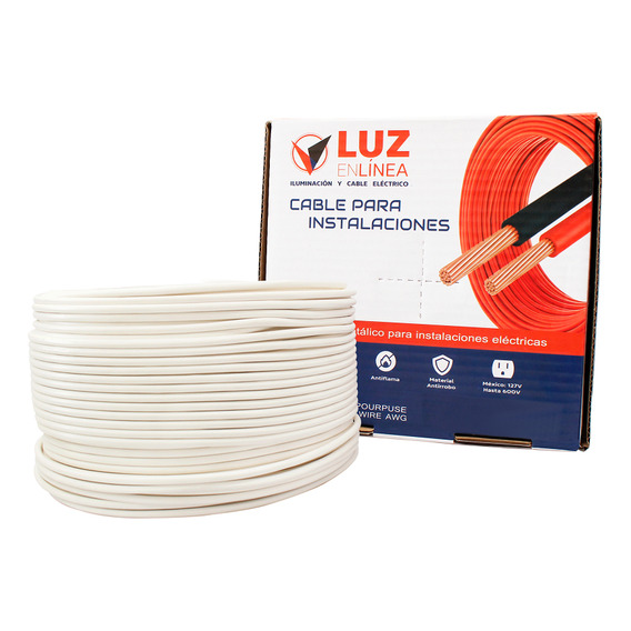 Cable Eléctrico Para Instalaciones Calibre 10 Thw Blanco Marca Luz En Linea Caja Con 100m