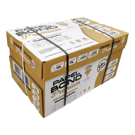 Caja Papel Bond Premium 5000 Hojas Tamaño Carta 99% Blancura