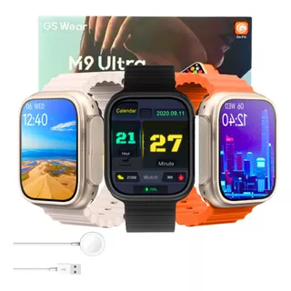 Relógio Smartwatch Feminino  Masculino M9 Ultra Mini Série 9 Cor Da Pulseira Laranja