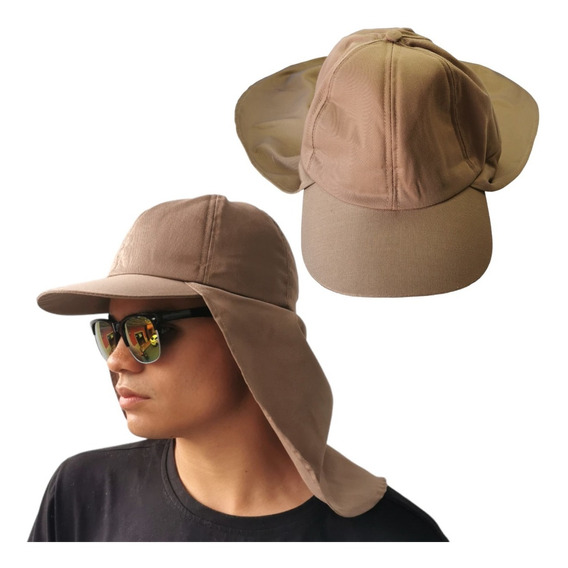 Gorra Safari Wild Time Beige Con Protector Solar Cuello Moda