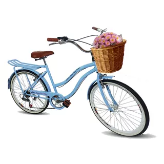 Bicicleta Maria Clara Bikes Passeio Aro 26 Azul-bebê Quadro 17  