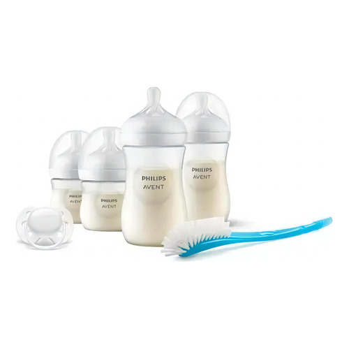 Avent set recién nacido SCD 838/11 natural response mamaderas con chupete y cepillo