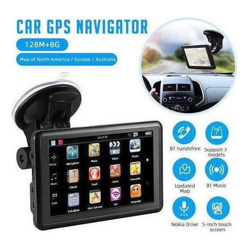 Navegador GPS portátil para coche HD de 5 pulgadas+8G SD, color negro, mapas precargados incluidos de Sudamérica