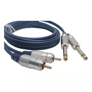 Cable Plug 1/4 Ts Monofonico Rca 2x2 Rojo Blanco 1.8 Metros