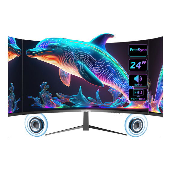 Monitor Gamer Curvo Pc 24 Hdmi Led Fhd Bocina Negro Portátil