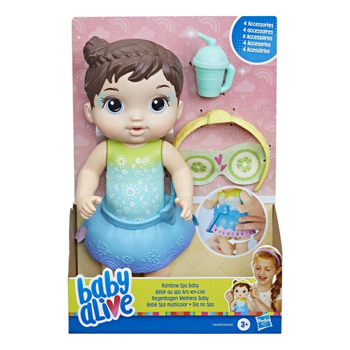 Muñeca Baby Alive Spa Multicolor Cabello Castaño