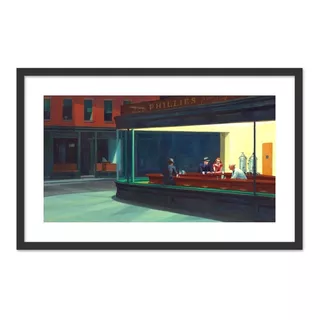 Cuadro Fine Art Nighthawks Edward Hopper 65x42 Cm Myc Arte