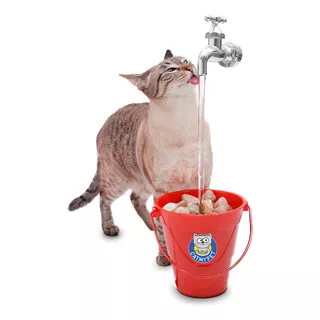 Bebedouro Para Gatos Fonte Gato Torneira Mágica - Vermelho