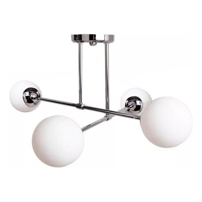 Plafon Spa 4 Luces Cromo Globo Opal 15cm Moderno Apto E27