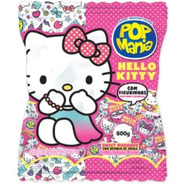 Pirulito Hello Kitty  Sabor Morango - Pop Mania - 600g Com 5