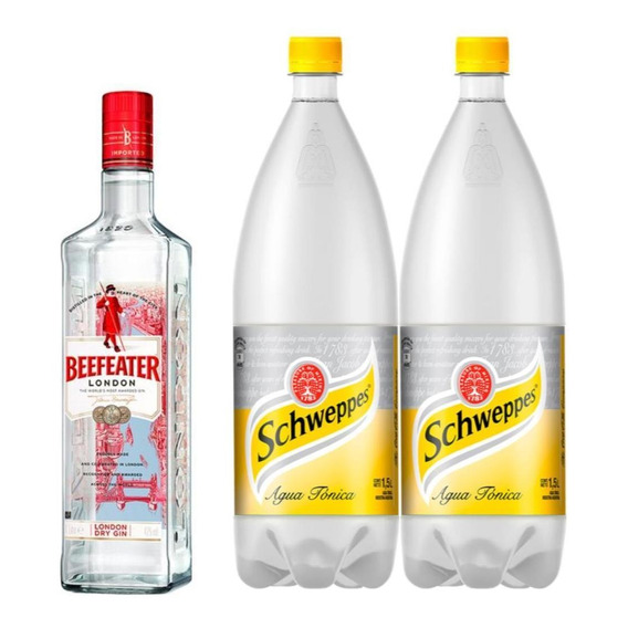Gin Beefeater 1l London Dry + Agua Tonica Schweppes 1,5l X2
