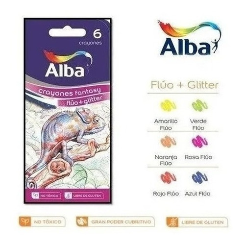 Crayones Fluo+glitter X6 Colores Alba Fantasy 917680