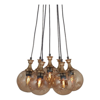 Colgante Luca 7 Luces Dorado Ambar Deco Diseño Moderno Lk