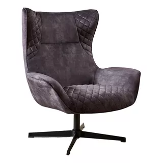 Poltrona Sillón Individual Diseño Industrial Tapizado Velvet Gris Oscuro Jupiter