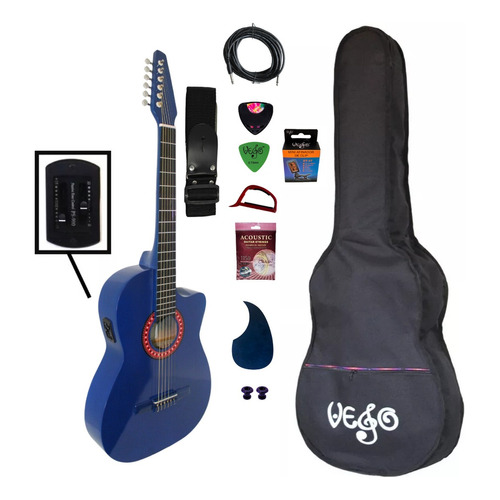 Guitarra Electroacústica Vego Comercial G04900 azul madera dura barnizado