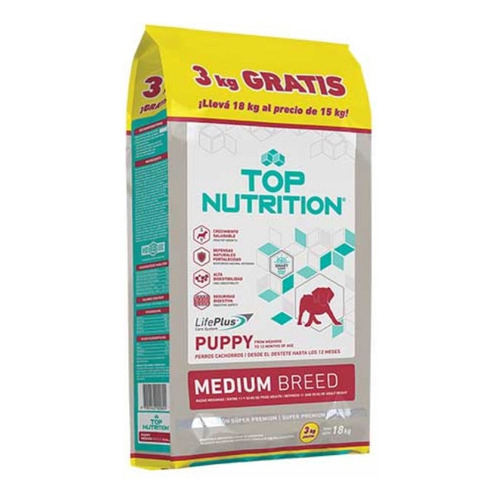 Top Nutrition Puppy/cachorro Raza Mediana X 15+3 Kg