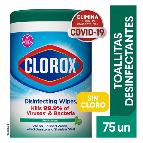 Clorox 75 Toallas Desinfectantes Fresh Scent Antibacterial 