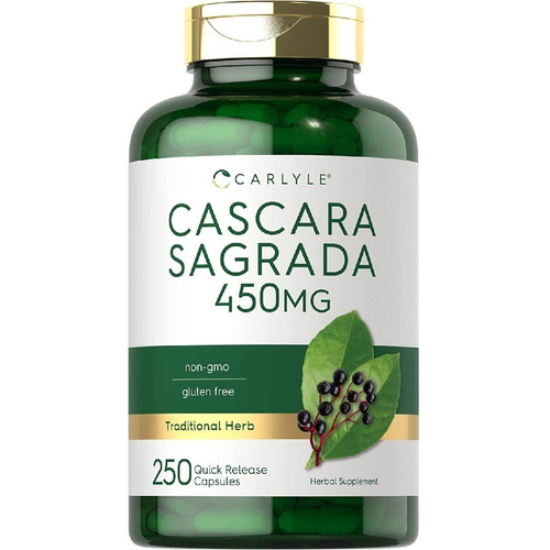 Cascara Sagrada 450mg 250 Capsulas Carlyle Sabor Neutro