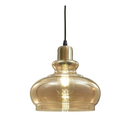 Colgante 3 Luces Vintage Trio Vidrio Bronce Apto Led Mks