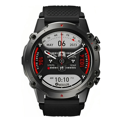 Pantalla Smartwatch Zeblaze Vibe 7 Lite de 1,47 IPS, color negro de la correa, color negro, color del bisel negro, diseño de correa suave