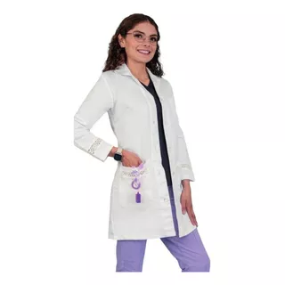 Bata Médica Clínica Dama Blanca Con Dalles De Encaje Sofi