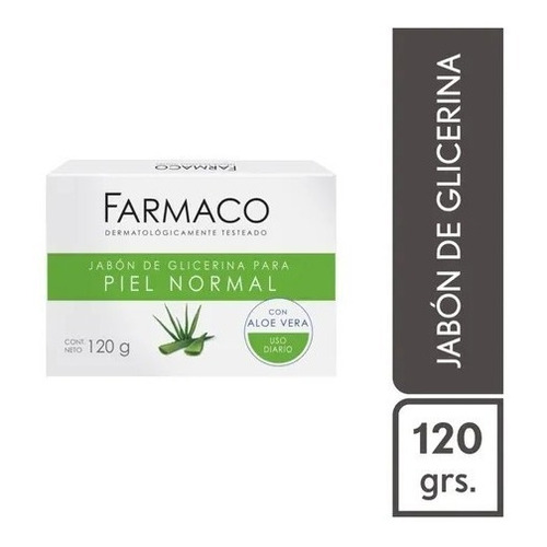 Jabon Glicerina Para Piel Normal Aloe Vera Farmaco X 120 Gr