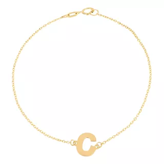 Pulsera Zekie Con Dije De Inicial C En Oro De 14k