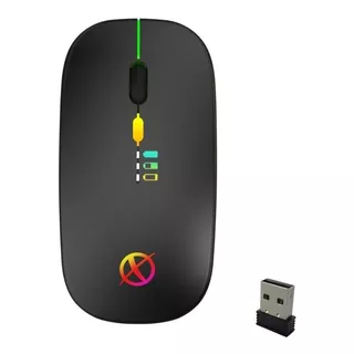 Mouse Inalámbrico Recargable Luces Led Gamer Pc/laptop Fino Xinua Color Negro