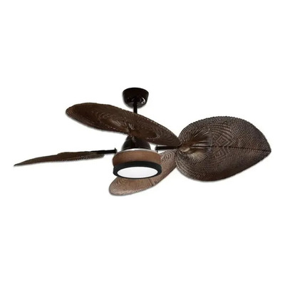 Ventilador De Techo Verona Nogal Palas Rattan Con Led 18w