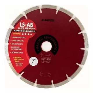 Disco Diamantado Laser Abrasivo 180mm 7 PuLG Ls-7ab Aliafor Color Bordó