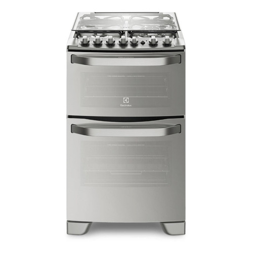 Cocina Electrolux Expert 56DXQ a gas/eléctrica 4 hornallas  plata 220V puerta con visor 106.5L con horno doble