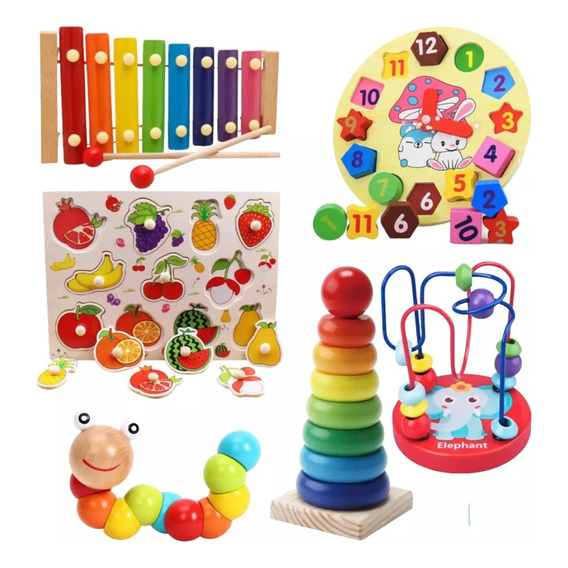 Juguetes Didácticos De Madera  Niños Estimulación Pack 6