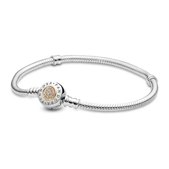 Pulsera Pandora Cadena Broche 2 Tonos Zirconias Moment