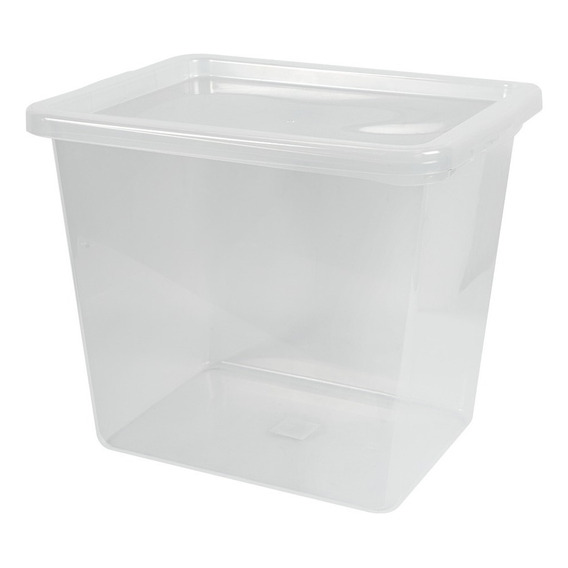 Caja De Plástico Grande Para Organización Pack De 2 Pz Color Transparente Liso