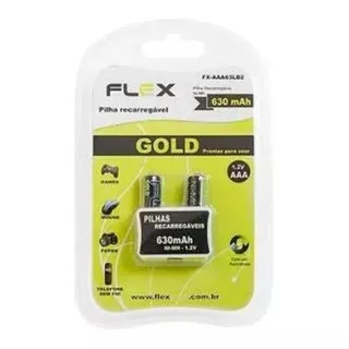 Blister 2 Pilhas Aaa Recarregaveis Flex 630mah 1.2v