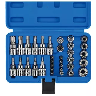 Juego De Dados Y Puntas 3/8 Torx, 34 Pz, Hembra Y Macho