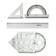 Kit De Desenho Geométrico Adaptado Baixa Visão Braille