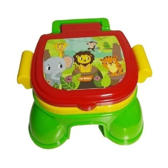 Pelela Infantil 3 En 1 Safari Princesas Porta Rollo Full Color Animales (Verde/Rojo)