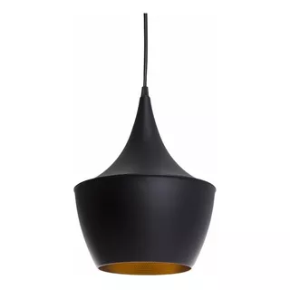 Luminaria Campana Colgante Negra-cobre Para E27 Gran Calidad