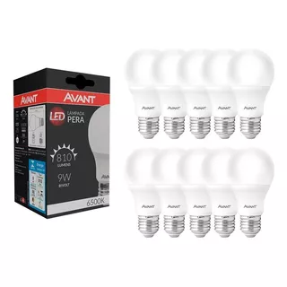 10 Lâmpadas Avant Led 9w Bulbo 6500k Branco Frio Luz Branco-frio 110v/220v