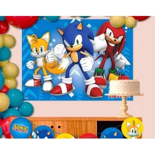 Painel Festa Banner Sonic Game 140x103cm Painel Grande