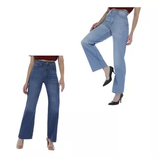 Pantalon Dama Jeans Mom Wide Leg Acampanados Mujer Pack X 3