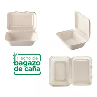 Envase Biodegradable 600 Ml 18 X 13 Cm (50 Unidades) Color Blanco