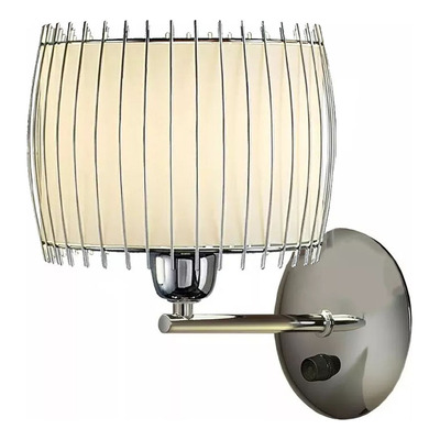 Aplique Con Tecla Cromo Deco Moderno Apto Led Natural