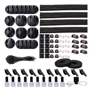 Kit Organizador De Gestión De Cables De 173 Piezas Color Negro