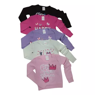 Kit Blusa Infantil 2 Peças Cotton 4 Ao 16 Estampada Inverno