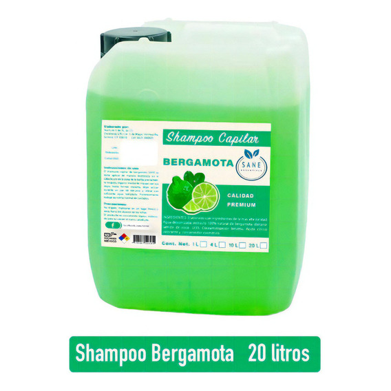  Shampoo Bergamota Natural Sane Crecimiento De Cabello 20 Lt